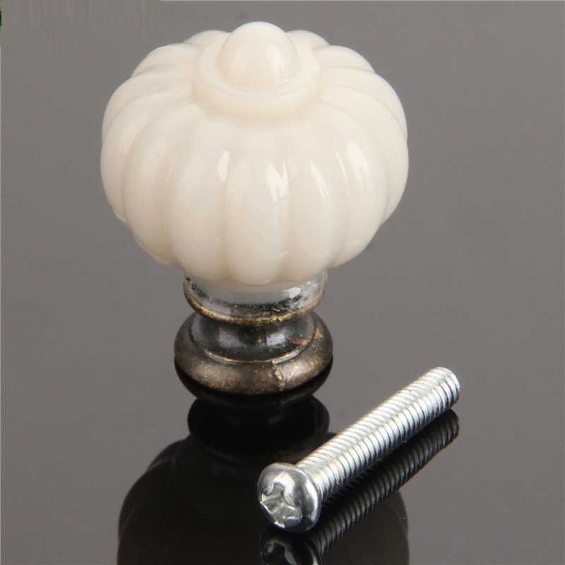 Furniture Hardware Drawer Pulls - 1Pc อะคริลิคงาช้างสีขาวฟักทองมือจับประตูตู้ตู้ครัวตู้เสื้อผ้าลิ้นชักตู้เสื้อผ้าประตูดึงมือจับอุปกรณ์เหล็กเครื่องตกแต่งบ้าน