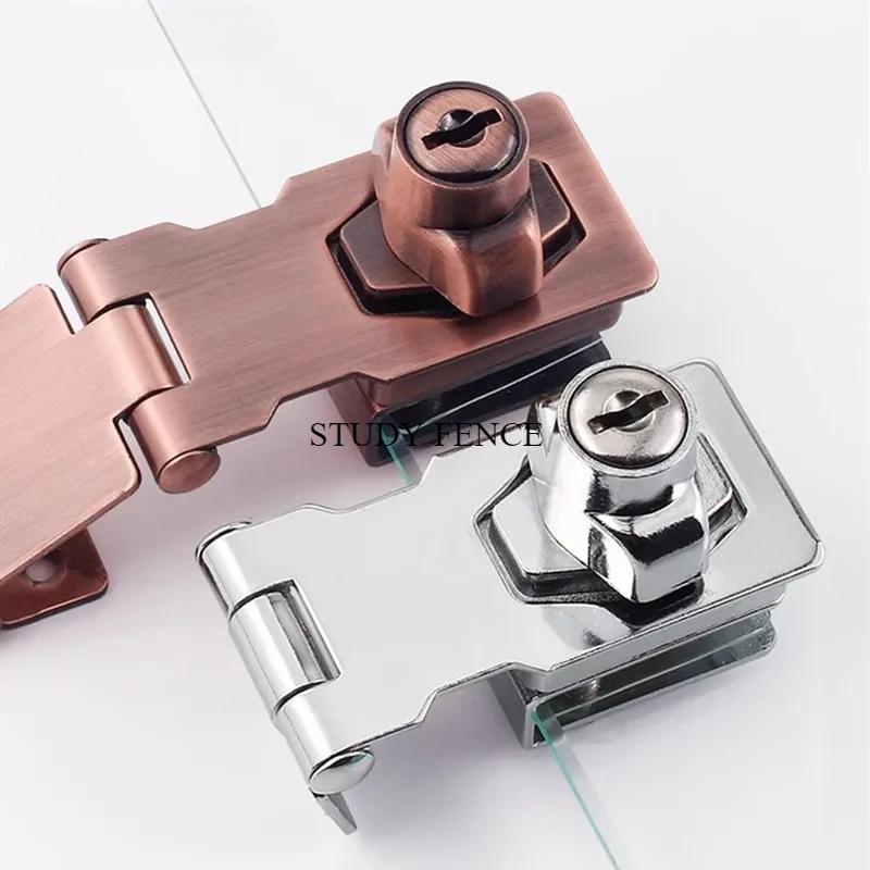 Furniture Hardware Store - Non Punched กระจกประตูล็อค Store ตู้ล็อคในครัวเรือนสังกะสีอัลลอยด์ล็อคหัวเข็มขัดคีย์เฟอร์นิเจอร์ฮาร์ดแวร์อุปกรณ์เสริม