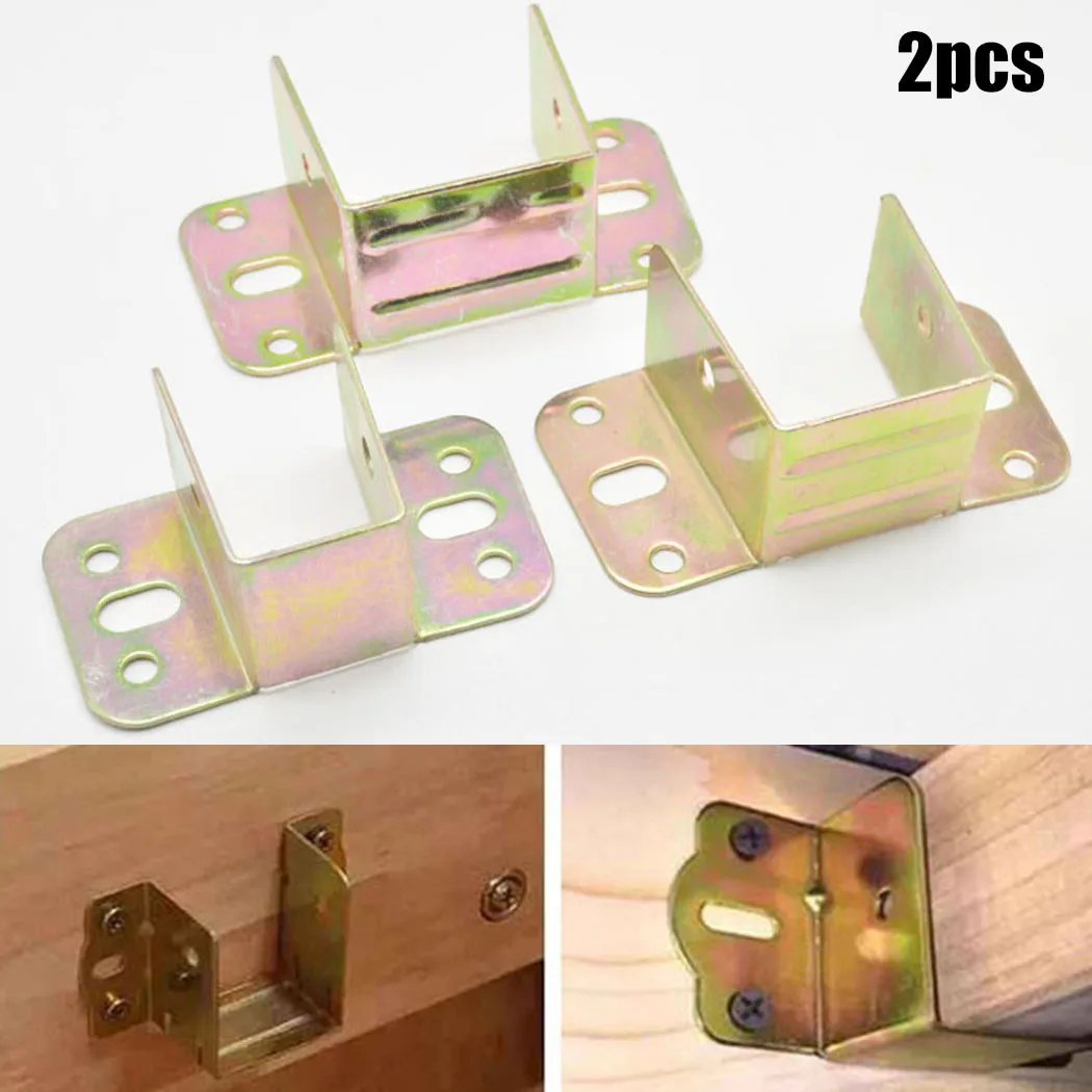 Furniture Hardware For Bed - 2pcs U รูปโลหะวงเล็บเตียงเตียง Fixing เชื่อมต่อเฟอร์นิเจอร์ Rail