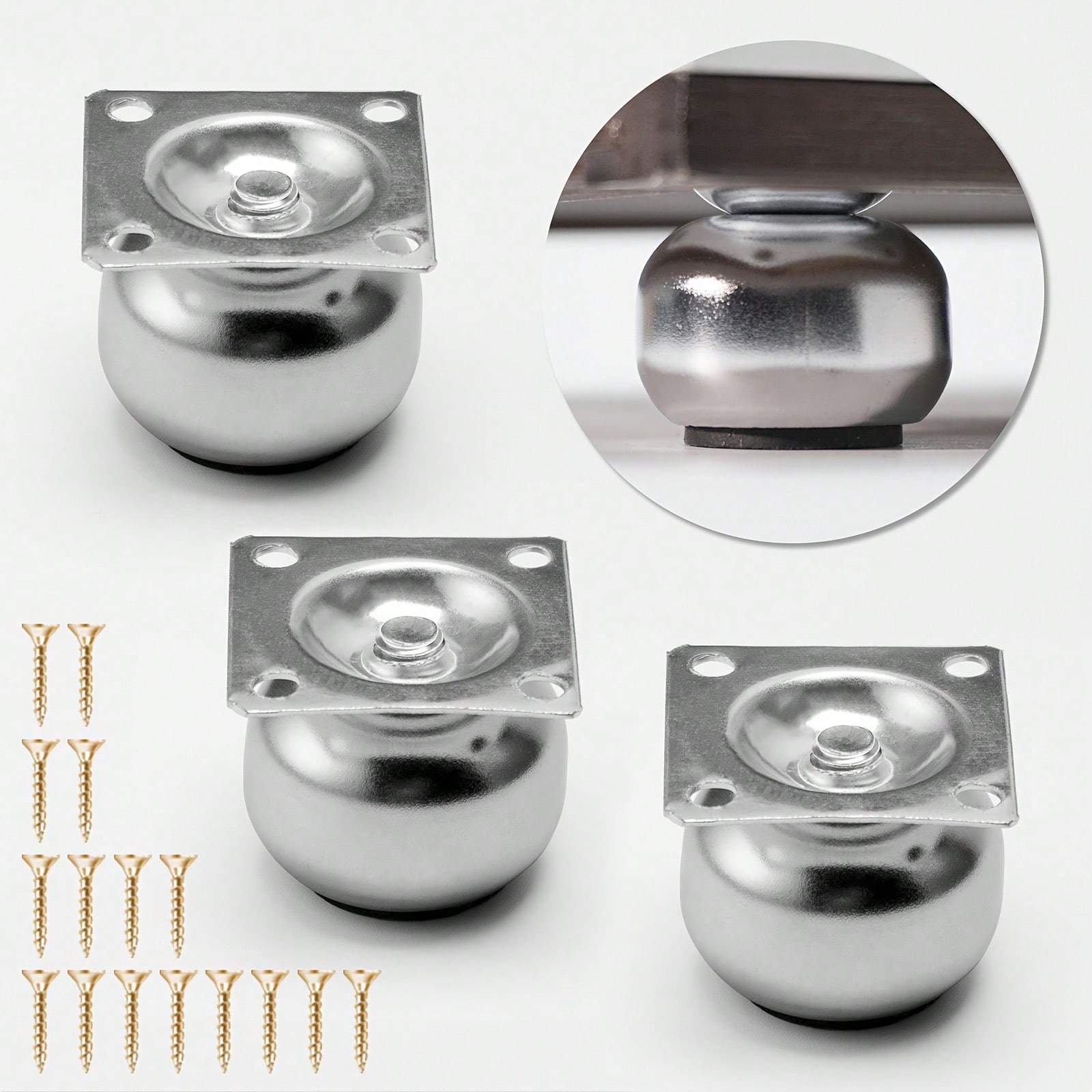 Cabinet Hinge Overlay - [ขาเฟอร์นิเจอร์โลหะ 4 ชิ้น] ขาเฟอร์นิเจอร์ทรงกลมขนาดเล็ก 4 ชิ้น