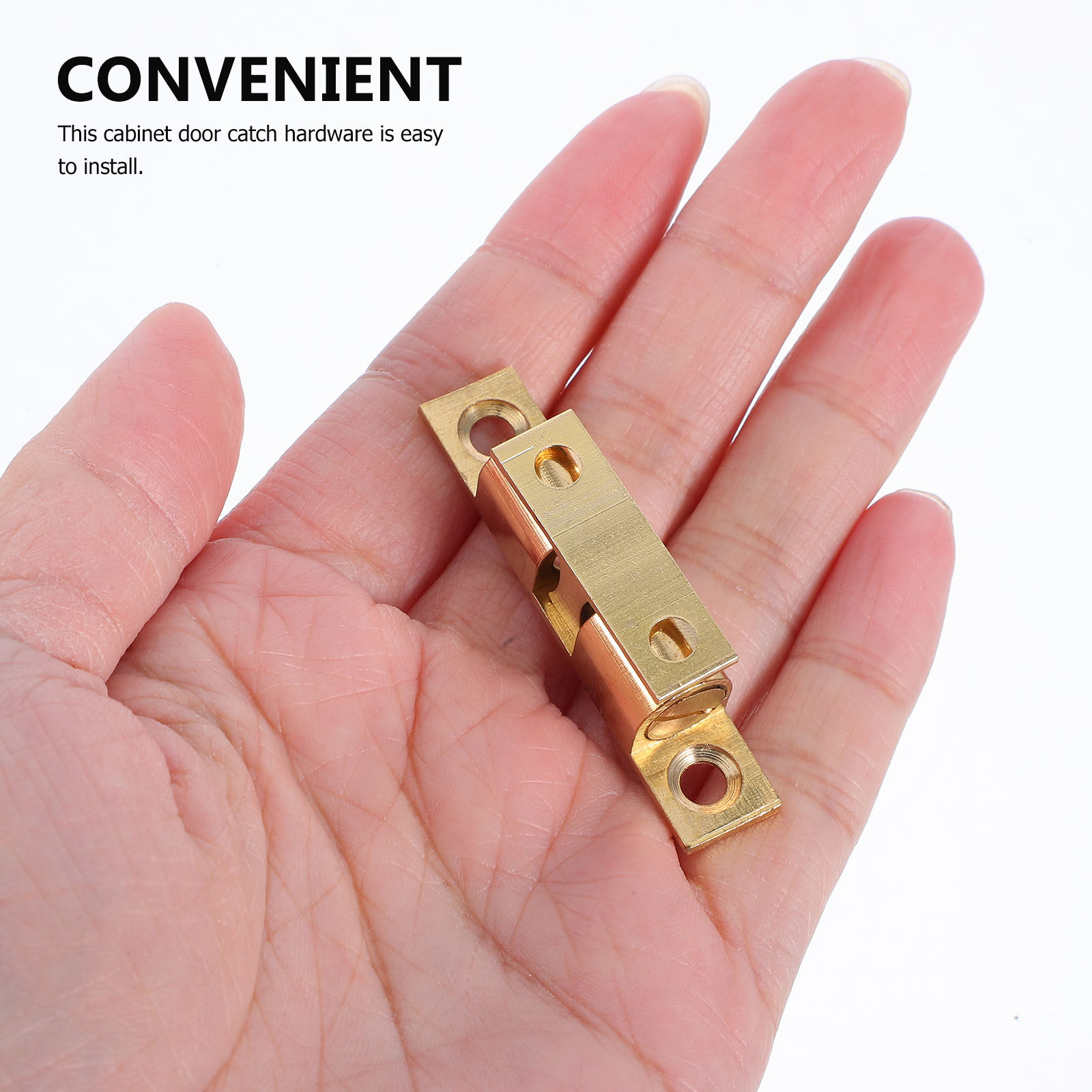 Furniture Hardware Brass - ชุดลูกบิดประตูตู้ทองเหลือง 4 ชิ้น ปรับระดับได้ พร้อมลูกล้อคู่สำหรับตู้เสื้อผ้า ตู้รองเท้า