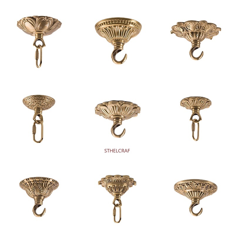 Furniture Hardware Brass - ตะขอทองเหลืองคุณภาพสูง 1 ชิ้น สำหรับแขวนโคมไฟ พัดลม ตกแต่งระเบียง