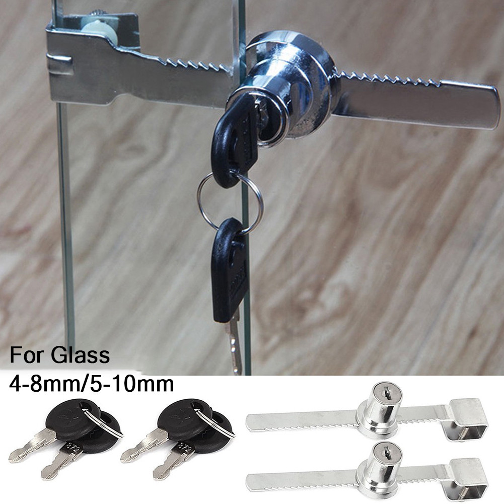 Furniture Joinery Hardware - ตัวล็อคตู้กระจกบานเลื่อนแบบกด 1 ชิ้น พร้อมกุญแจ สำหรับตู้เลี้ยงสัตว์ ตู้โชว์