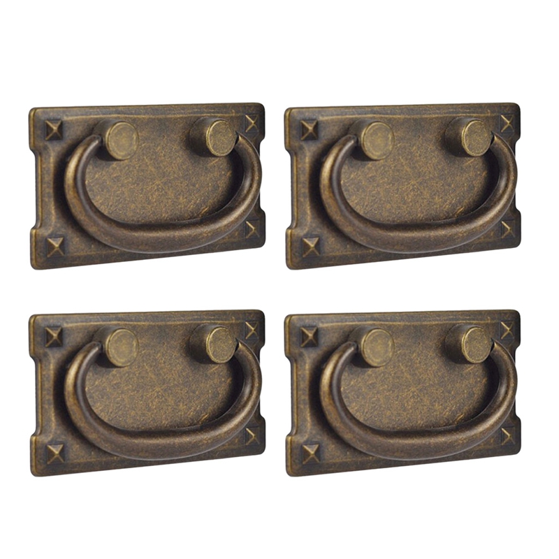 Furniture Hardware Vintage - 4Pcs Vintage Antique Bronze ลิ้นชักดึง Handles,ประตูตู้เฟอร์นิเจอร์ตกแต่ง