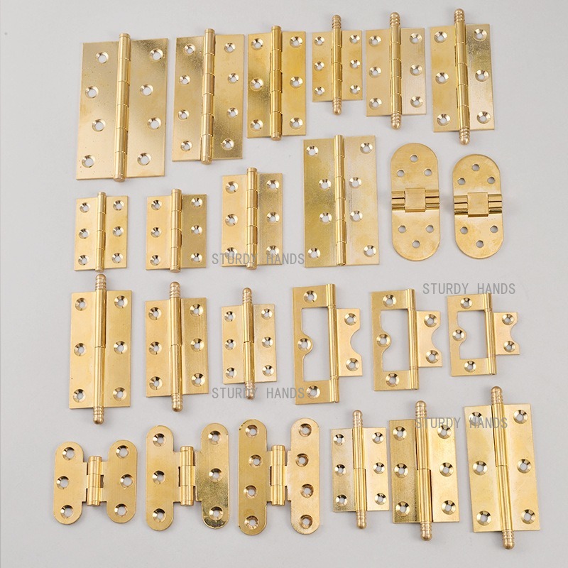 Furniture Hardware Brass - บานพับทองเหลือง 10 ชิ้น, บานพับสีทองสำหรับตู้เสื้อผ้า บานพับแบบพับได้สไตล์เรโทร อุปกรณ์ฮาร์ดแวร์