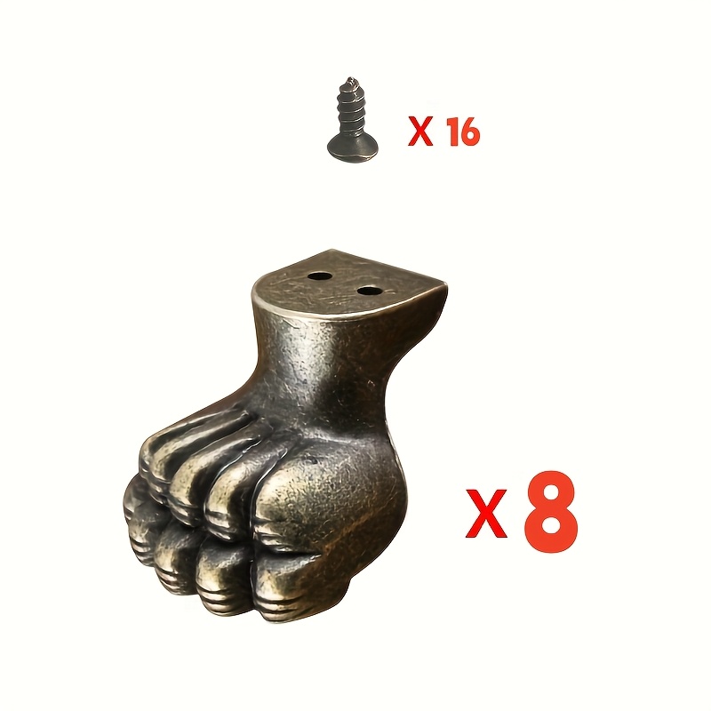 Cabinet Hinge Overlay - ขาตั้งทองเหลืองโบราณ 8 ชิ้น สำหรับตกแต่งเฟอร์นิเจอร์ กล่องไม้ อุปกรณ์ตกแต่งมุมขาตู้