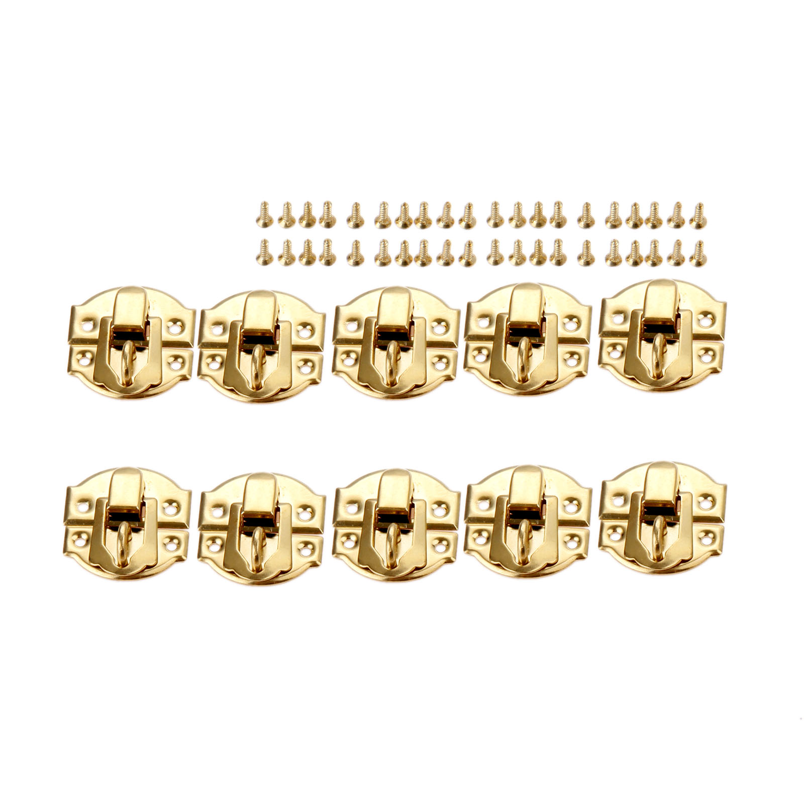 Furniture Hardware Vintage - ตัวล็อคกล่องสีทอง 10 ชิ้น พร้อมสกรู ตัวล็อคกล่องเครื่องประดับโลหะผสม แผ่นล็อคขนาด