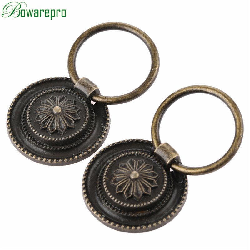 Cabinet Knob Round - 2 ชิ้น 30 มิลลิเมตรเส้นผ่านศูนย์กลางตู้ลิ้นชักจับและลูกบิด Vintage รอบแหวนดึง