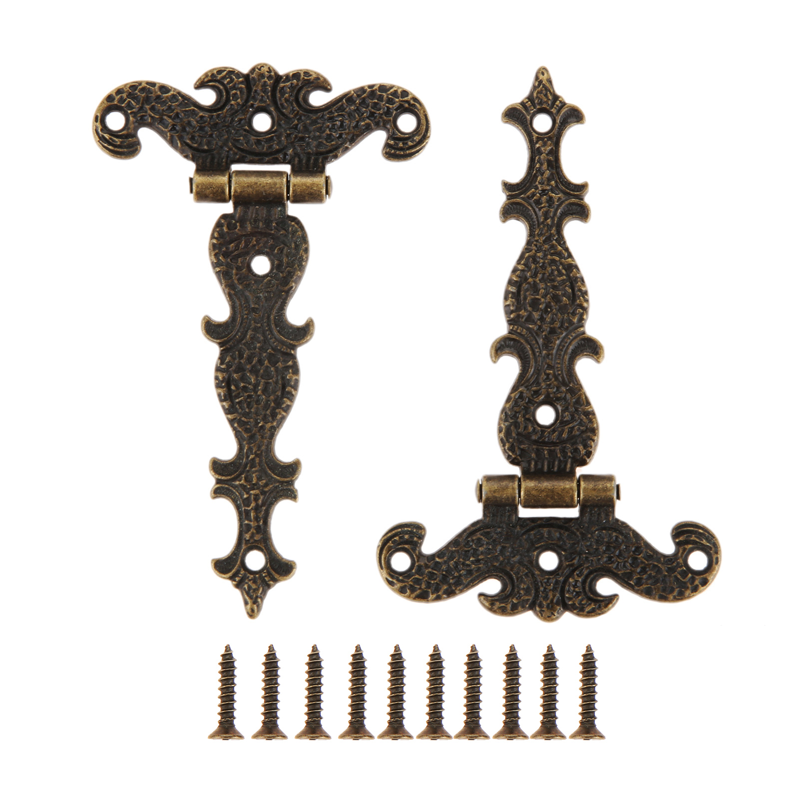 Furniture Hardware Replacement Parts - DRELD 2Pcs Vintage ทองเหลืองชุบตกแต่งบานพับประตูตู้บานพับสำหรับกล่องเครื่องประดับไม้เฟอร์นิเจอร์อุปกรณ์113*69มม