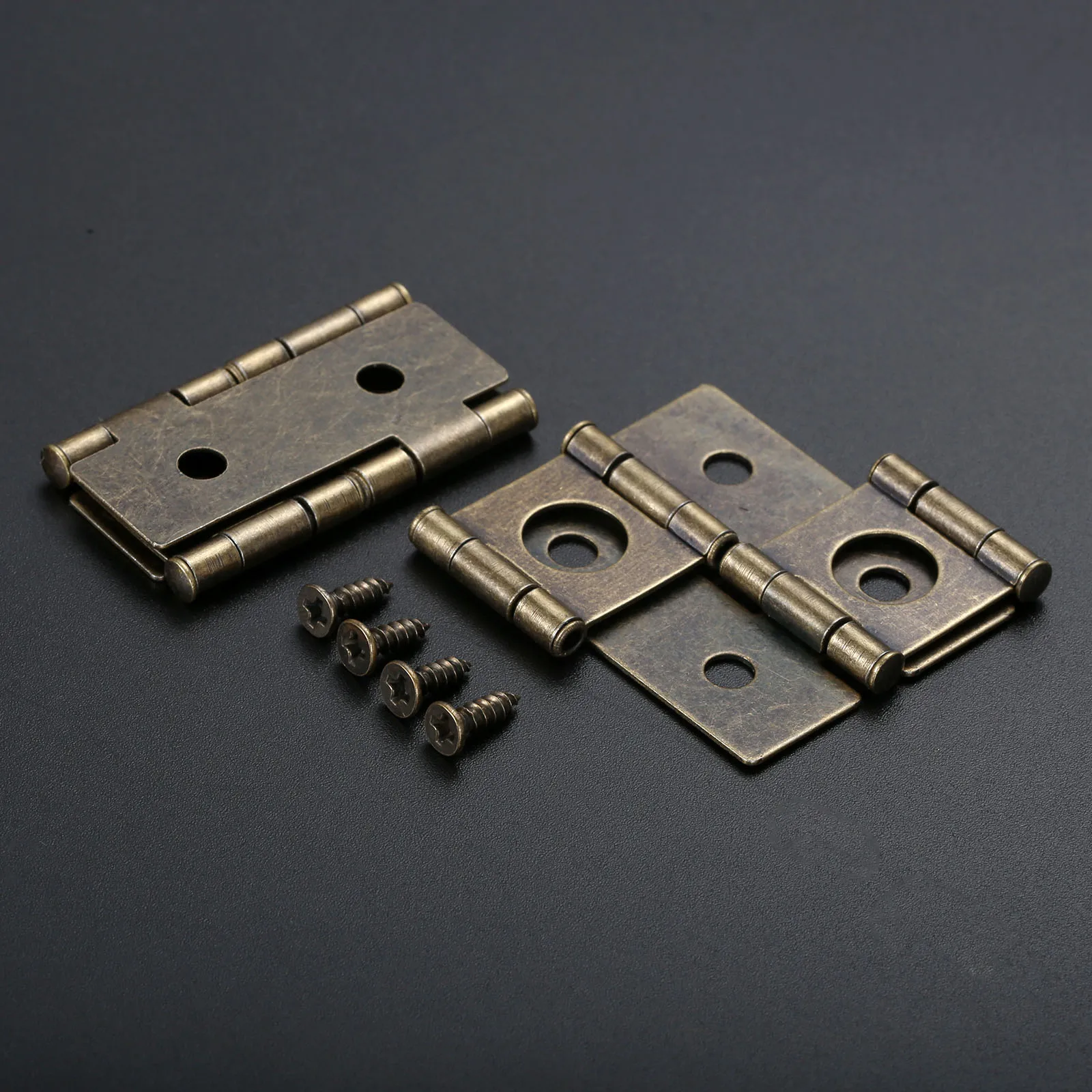 Furniture Hardware Vintage - 2Pcs Antique Bronzeแบริ่งคู่หน้าจอBaffleบานพับVintageไม้กล่องบานพับฮาร์ดแวร์อุปกรณ์เสริม47*48มม.