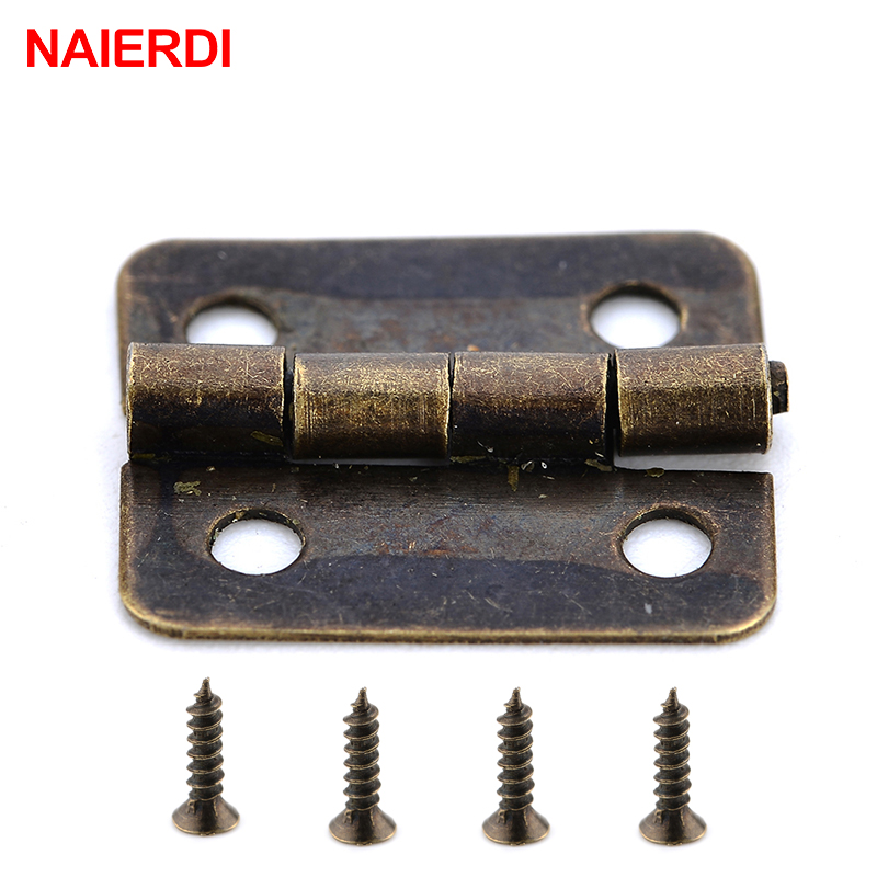 Furniture Hardware Vintage - 50PCS NAIERDI โบราณบานพับ MINI Bronze ตกแต่งประตูบานพับสำหรับตู้ไม้