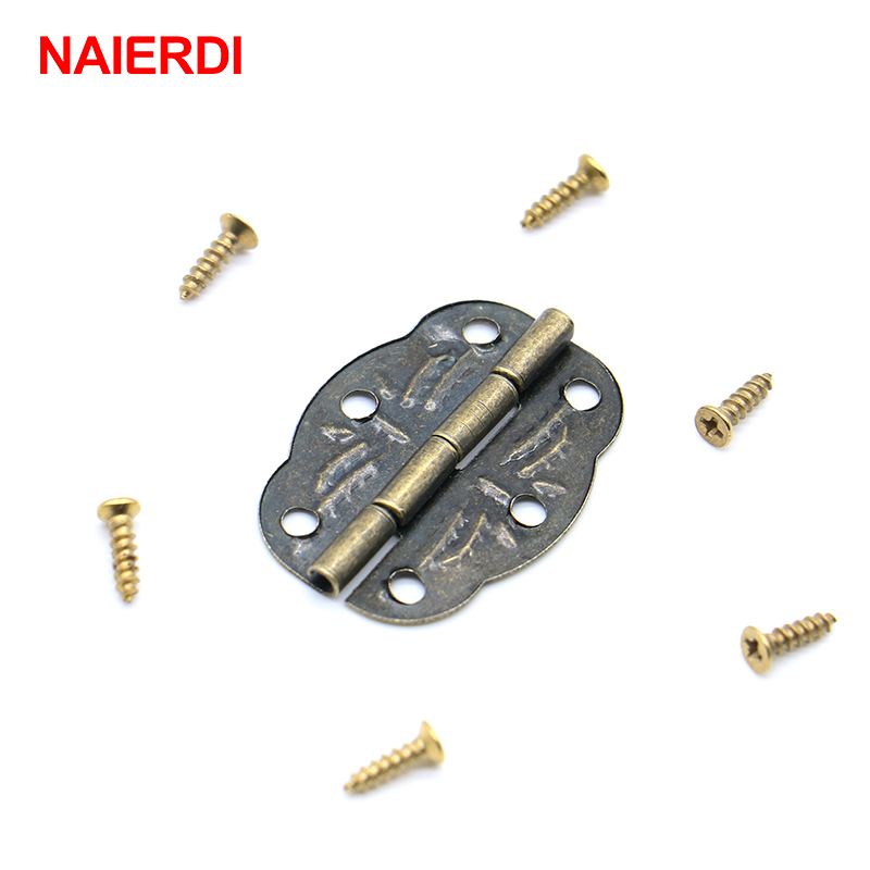 Furniture Hardware Vintage - 20Pcs NAIERDI Bronzeบานพับกล่องเครื่องประดับตกแต่งบานพับสกรูสำหรับVintageประตูตู้ลิ้นชักเฟอร์นิเจอร์อุปกรณ์ฮาร์ดแวร์