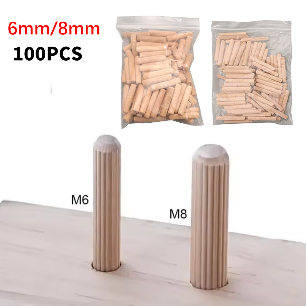 Furniture Joinery Hardware - เดือยไม้ 6/8 มม. แบบมีร่อง สำหรับงานเฟอร์นิเจอร์ไม้เนื้อแข็ง ตัวเชื่อมต่องานไม้