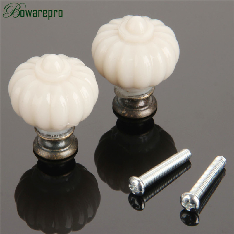1Pc อะคริลิคงาช้างสีขาวฟักทองม - Furniture Hardware Drawer Pulls บทวิจารณ์และราคา
