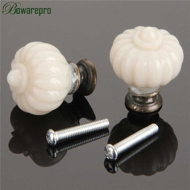 1Pc อะคริลิคงาช้างสีขาวฟักทองม - Furniture Hardware Drawer Pulls บทวิจารณ์และราคา