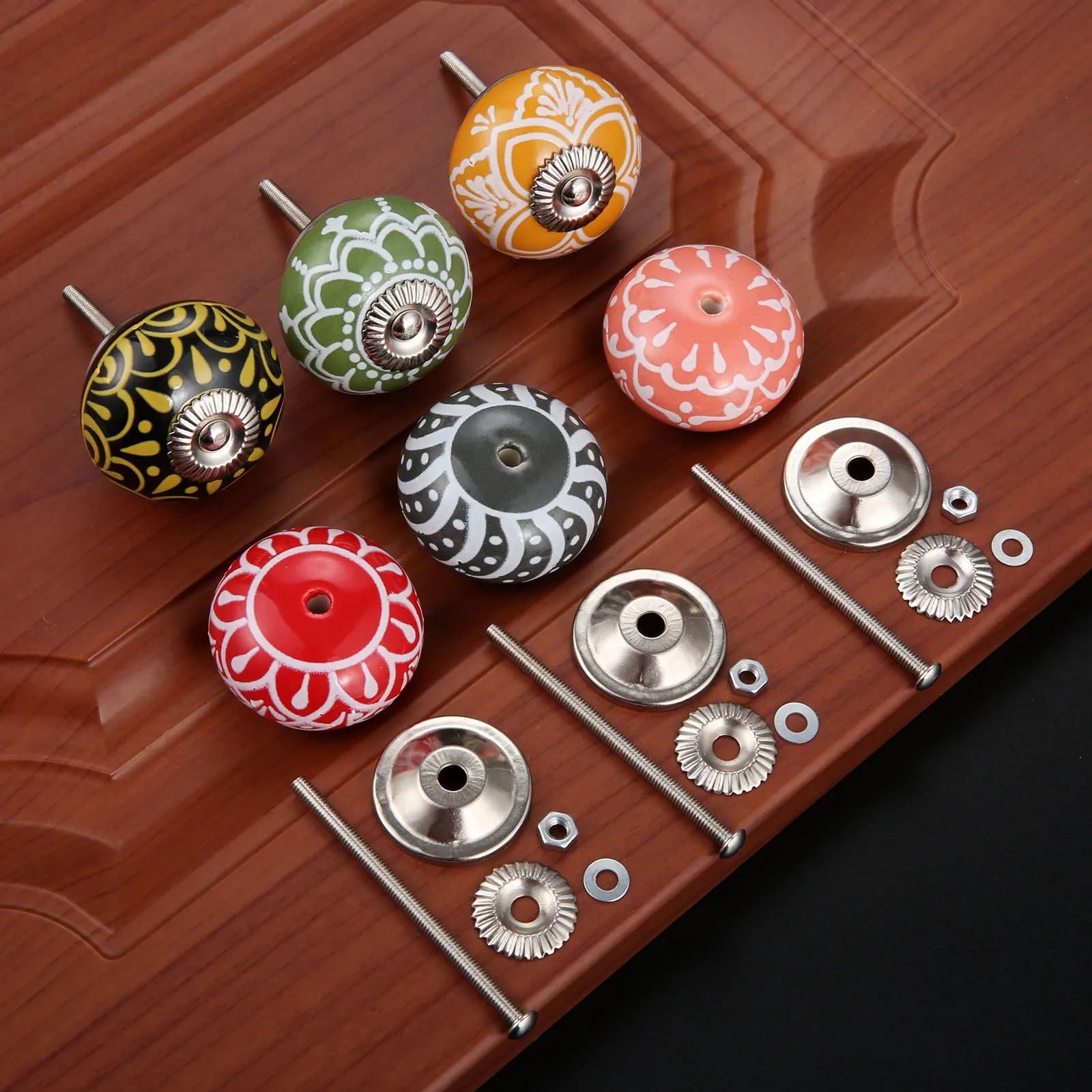 40มม.พิมพ์ดอกไม้เซรามิครอบหัวย - Cabinet Knob Round บทวิจารณ์และราคา