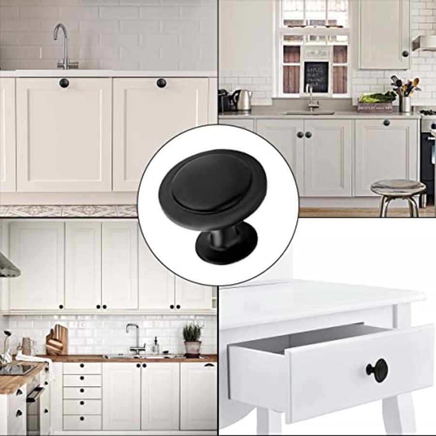ชุดอุปกรณ์จับตู้ทรงกลมสีดำ 12  - Cabinet Knob Round บทวิจารณ์และราคา