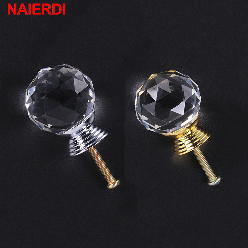 NAIERDI 20-30 มม.คริสตัลแก้วใส - Furniture Hardware Drawer Pulls บทวิจารณ์และราคา