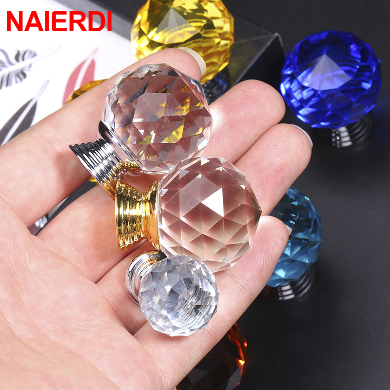 NAIERDI 20-30 มม.คริสตัลแก้วใส - Furniture Hardware Drawer Pulls บทวิจารณ์และราคา