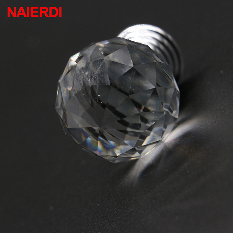 NAIERDI 20-30 มม.คริสตัลแก้วใส - Furniture Hardware Drawer Pulls บทวิจารณ์และราคา