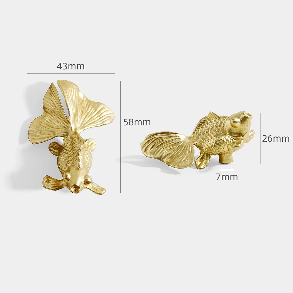 1 PC ปลาทองลูกบิดทองเหลืองปลาท - Unique Furniture Hardware Pulls บทวิจารณ์และราคา